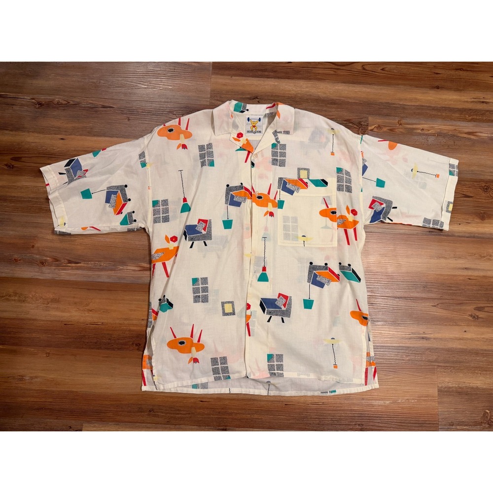 Vtg 80s‎ Unionbay Oversized Button Up Shirt MED (Fits XL) Memphis Style